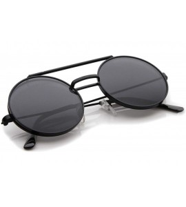 Round Mid Size Flip-Up Neutral-Colored Lens Round Django Sunglasses 49mm - Black / Smoke - CB12MALEZ5G $21.66