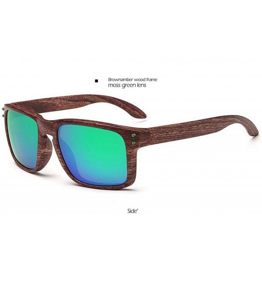 Square Wood Sunglasses Mens Retro Sun Glasses Square Women Men Brand Designer Glasses Mirror Colorful - CT18S6MWXXM $19.11