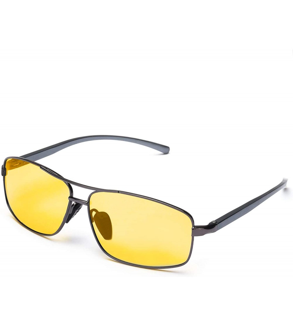 Rectangular Mens Night-Driving Glasses Anti Glare-HD Polarized Yellow Lens Night-Vision Glasses for Driving/Dawn/Dusk - CN18U...