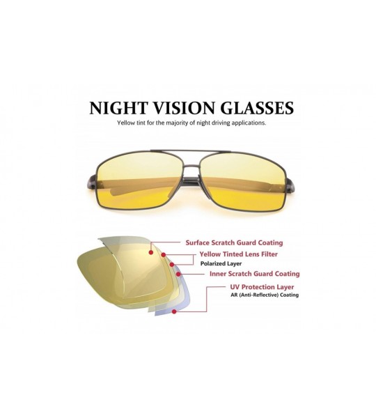 Rectangular Mens Night-Driving Glasses Anti Glare-HD Polarized Yellow Lens Night-Vision Glasses for Driving/Dawn/Dusk - CN18U...