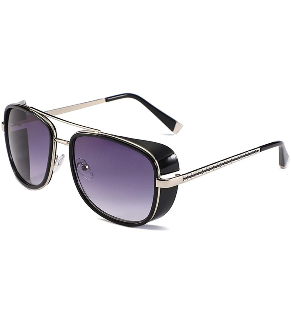 Shield Mens Womens Sunglasses Tony Style Retro Side Shield Square Sunglasses - C1 - CJ18TINU0GY $23.01