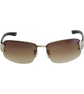 Rimless Rectangular King Street Semi Rimless Sunglasses Clear Tint Eyewear - Brown Gradient - C9195ZOZ08Y $21.54