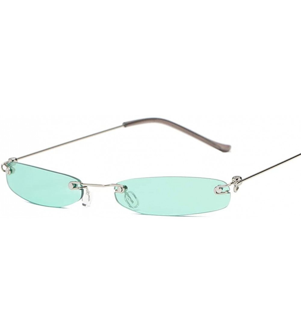Square Vintage Candy Square Rimless Sunglasses Slender Metal Frame Sunglasses (Green) - CT19799K053 $17.63