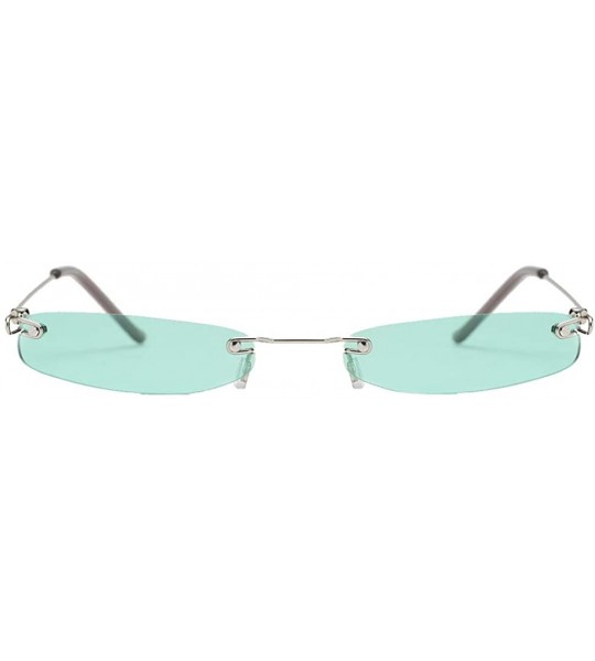 Square Vintage Candy Square Rimless Sunglasses Slender Metal Frame Sunglasses (Green) - CT19799K053 $17.63