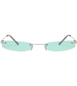 Square Vintage Candy Square Rimless Sunglasses Slender Metal Frame Sunglasses (Green) - CT19799K053 $17.63