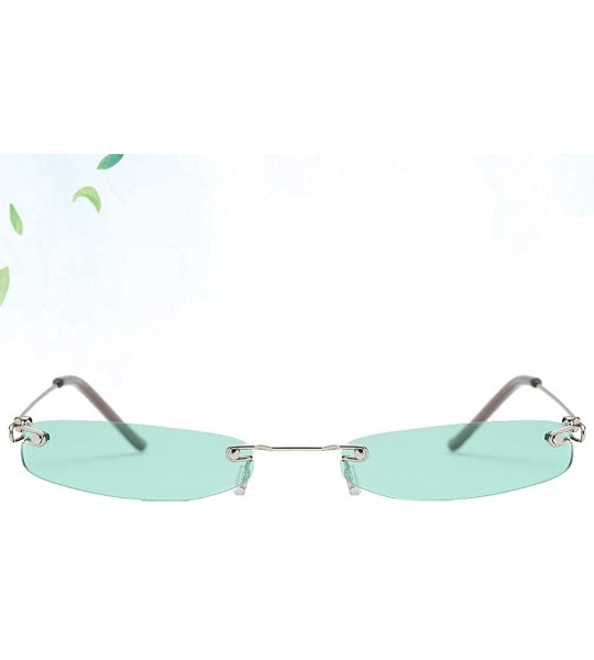 Square Vintage Candy Square Rimless Sunglasses Slender Metal Frame Sunglasses (Green) - CT19799K053 $17.63