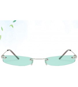 Square Vintage Candy Square Rimless Sunglasses Slender Metal Frame Sunglasses (Green) - CT19799K053 $17.63