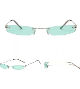 Square Vintage Candy Square Rimless Sunglasses Slender Metal Frame Sunglasses (Green) - CT19799K053 $17.63