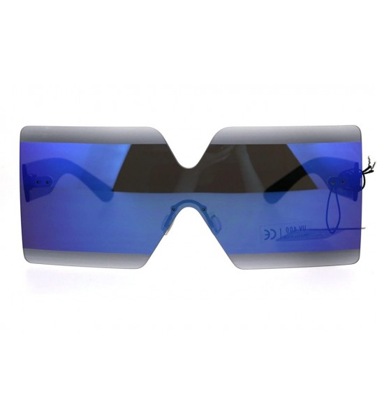 Shield Shield Futuristic Squared Rectangular Robotic Plastic Sunglasses - Blue - CC187LWD30M $23.95