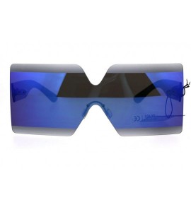 Shield Shield Futuristic Squared Rectangular Robotic Plastic Sunglasses - Blue - CC187LWD30M $23.95