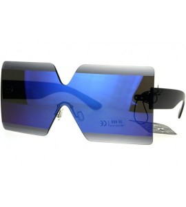 Shield Shield Futuristic Squared Rectangular Robotic Plastic Sunglasses - Blue - CC187LWD30M $23.95