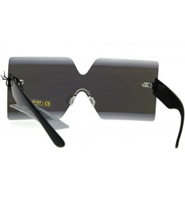 Shield Shield Futuristic Squared Rectangular Robotic Plastic Sunglasses - Blue - CC187LWD30M $23.95