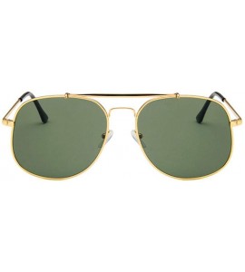 Oval Unisex Eyewear Metal Frame with Case UV400 Protection Couple Sunglasses - Gold Frame/Green Lens - CG18WLTISDM $38.50