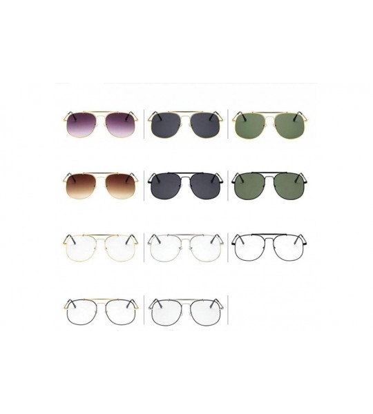 Oval Unisex Eyewear Metal Frame with Case UV400 Protection Couple Sunglasses - Gold Frame/Green Lens - CG18WLTISDM $38.50