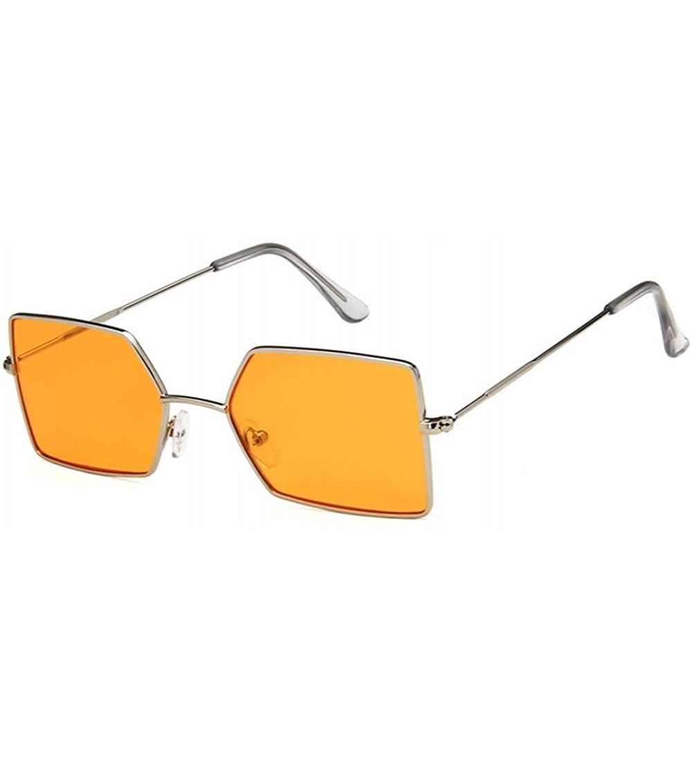Rectangular Unisex Sunglasses Fashion Gold Red Drive Holiday Rectangle Non-Polarized UV400 - Silver Orange - CN18RLE23UK $19.07