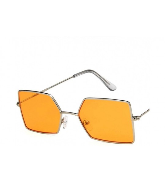 Rectangular Unisex Sunglasses Fashion Gold Red Drive Holiday Rectangle Non-Polarized UV400 - Silver Orange - CN18RLE23UK $19.07