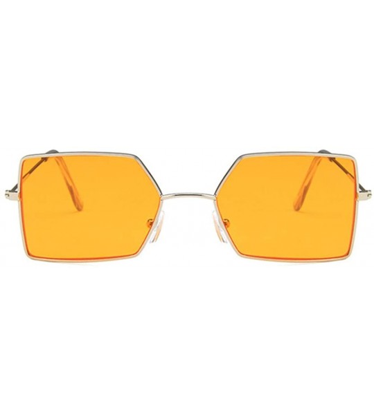 Rectangular Unisex Sunglasses Fashion Gold Red Drive Holiday Rectangle Non-Polarized UV400 - Silver Orange - CN18RLE23UK $19.07