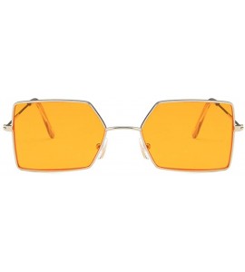 Rectangular Unisex Sunglasses Fashion Gold Red Drive Holiday Rectangle Non-Polarized UV400 - Silver Orange - CN18RLE23UK $19.07