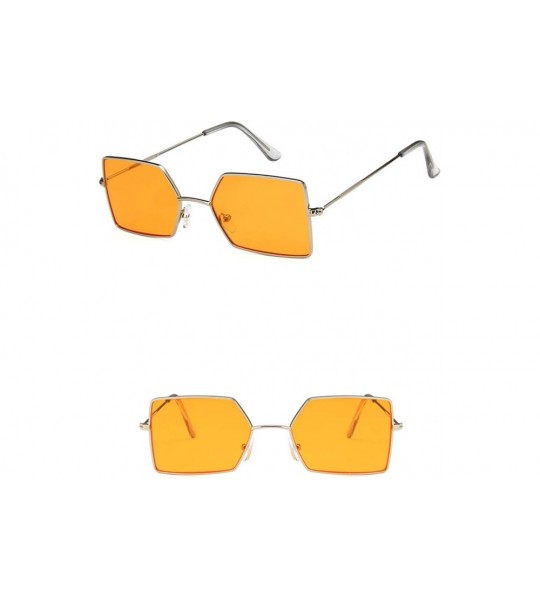 Rectangular Unisex Sunglasses Fashion Gold Red Drive Holiday Rectangle Non-Polarized UV400 - Silver Orange - CN18RLE23UK $19.07