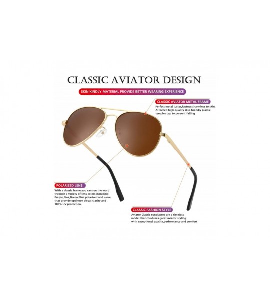 Aviator Polarized Aviator Sunglasses for Men Women Metal Frame 100% UV400 Protection Lens- 58mm - CT18Z7ZLL9Q $26.23