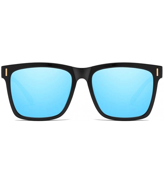 Oval Men Sunglasses Retro Black Drive Holiday Oval Polarized UV400 - Blue - C218R0ROIG6 $21.52