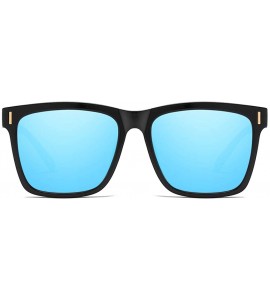 Oval Men Sunglasses Retro Black Drive Holiday Oval Polarized UV400 - Blue - C218R0ROIG6 $21.52