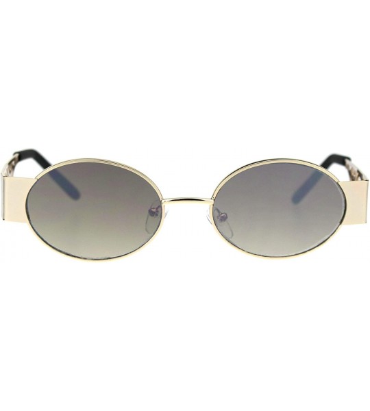 Oval Art Deco Die Cut Thick Arm Oval Round Pimp Sunglasses - Gold Brown - C618QXK6TR5 $23.77