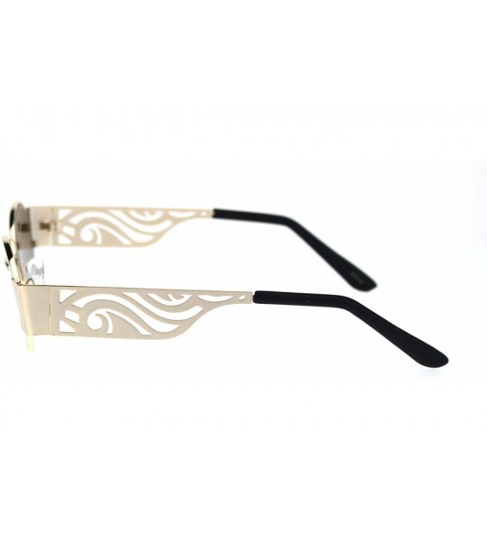 Oval Art Deco Die Cut Thick Arm Oval Round Pimp Sunglasses - Gold Brown - C618QXK6TR5 $23.77