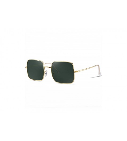 Square Retro Small Square Polarized Sunglasses for Women 2020 Trendy Style MS51920 - Gold Frame/Green Polarized Lens - CA195T...