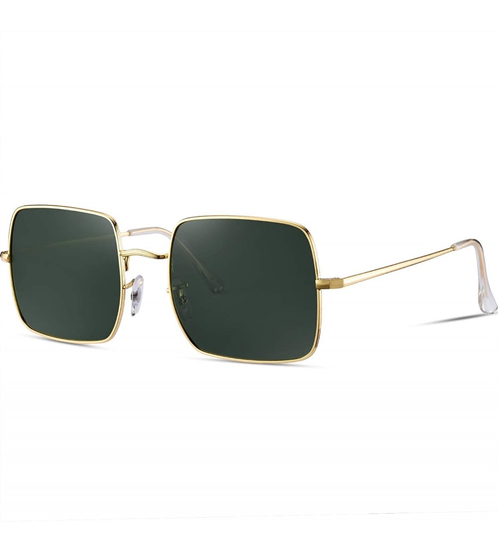 Square Retro Small Square Polarized Sunglasses for Women 2020 Trendy Style MS51920 - Gold Frame/Green Polarized Lens - CA195T...