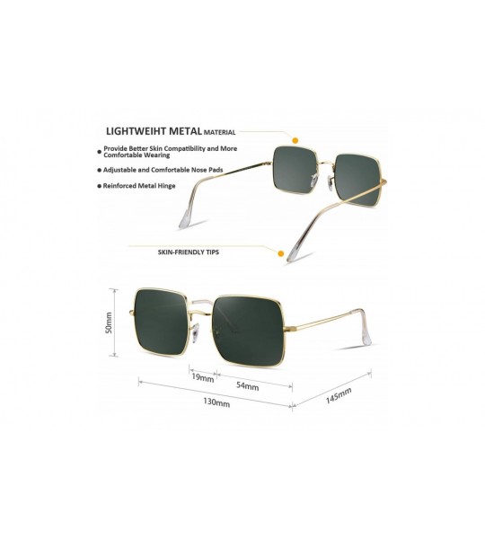 Square Retro Small Square Polarized Sunglasses for Women 2020 Trendy Style MS51920 - Gold Frame/Green Polarized Lens - CA195T...