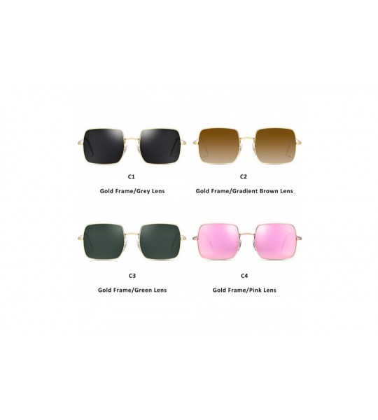 Square Retro Small Square Polarized Sunglasses for Women 2020 Trendy Style MS51920 - Gold Frame/Green Polarized Lens - CA195T...