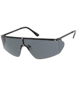 Rimless Semi Rimless One Piece Lens Wrap Around Shield Sunglasses - Gunmetal & Black Frame - CZ18ZDT3M3A $18.40