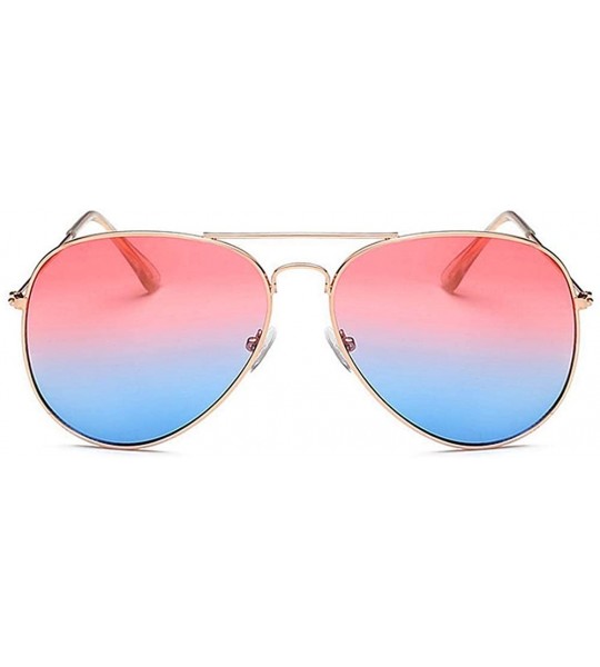 Oversized Lightweight Grandient Classic Aviator Style Metal Frame Sunglasses WITH CASE Colored Lens 58mm - Red & Blue - CC18U...