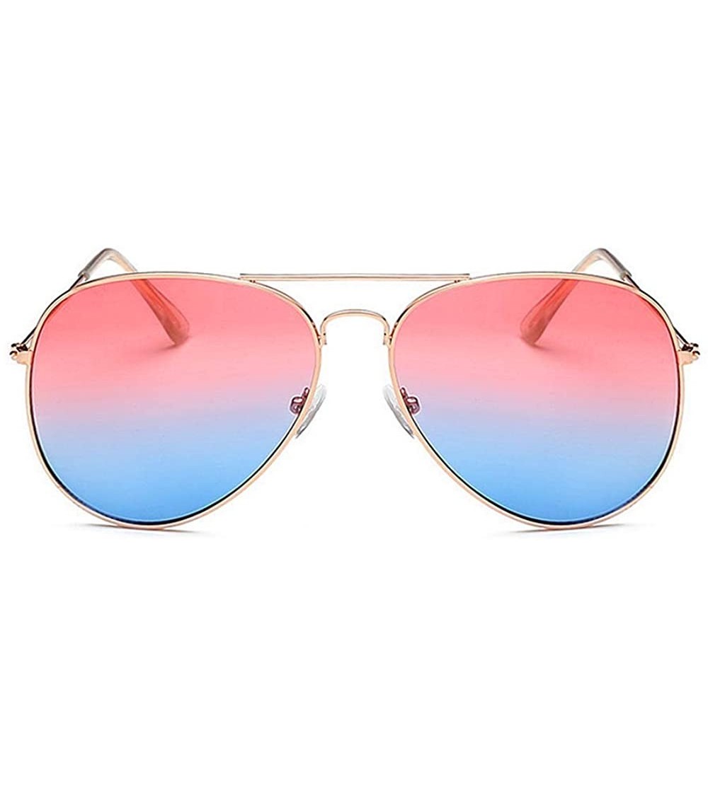 Oversized Lightweight Grandient Classic Aviator Style Metal Frame Sunglasses WITH CASE Colored Lens 58mm - Red & Blue - CC18U...