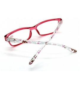 Square Women's Specs Rectangular Small Flowers Prints Spring Hinges Reading Glasses Reader - Red - C2185XEDQ65 $18.76