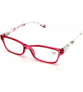 Square Women's Specs Rectangular Small Flowers Prints Spring Hinges Reading Glasses Reader - Red - C2185XEDQ65 $18.76