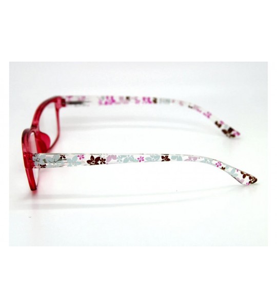 Square Women's Specs Rectangular Small Flowers Prints Spring Hinges Reading Glasses Reader - Red - C2185XEDQ65 $18.76