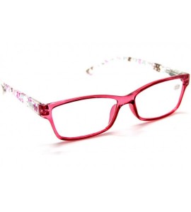 Square Women's Specs Rectangular Small Flowers Prints Spring Hinges Reading Glasses Reader - Red - C2185XEDQ65 $18.76