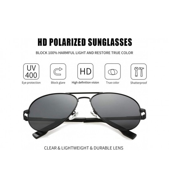 Round Polarized Aviator Sunglasses for Men Women Mirrored Lens - 100% UV400 Protection - 58MM - Black/Black Lens - C2198Q0OW7...