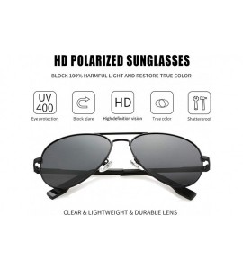 Round Polarized Aviator Sunglasses for Men Women Mirrored Lens - 100% UV400 Protection - 58MM - Black/Black Lens - C2198Q0OW7...