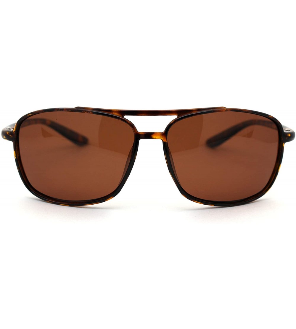 Rectangular Polarized Mens Thin Plastic Rectangular Officer Racer Sunglasses - Shiny Tortoise Brown - C818YZKCRL6 $25.99