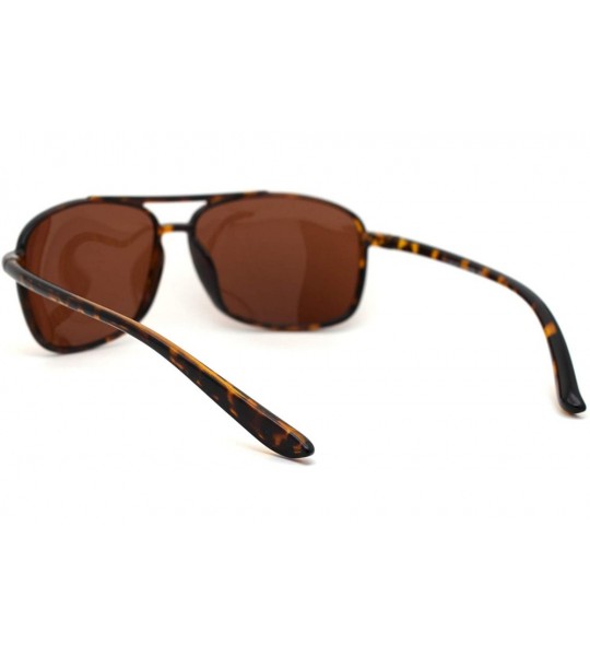 Rectangular Polarized Mens Thin Plastic Rectangular Officer Racer Sunglasses - Shiny Tortoise Brown - C818YZKCRL6 $25.99