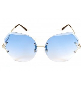 Rimless Women's Oversize Rimless Sunglasses New Design 62mm Gradient Lens A012 - Silver/ Blue Gradient - CT185CXT7L8 $25.86