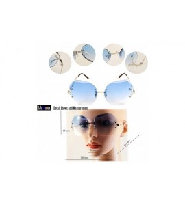 Rimless Women's Oversize Rimless Sunglasses New Design 62mm Gradient Lens A012 - Silver/ Blue Gradient - CT185CXT7L8 $25.86