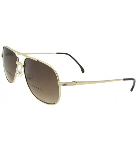 Aviator Men's Square Aviator Bifocal Sunglasses With Nose Padding B50 - Gold Frame-non Polarized Brown Lens - CC18CIYK8ZS $30.66