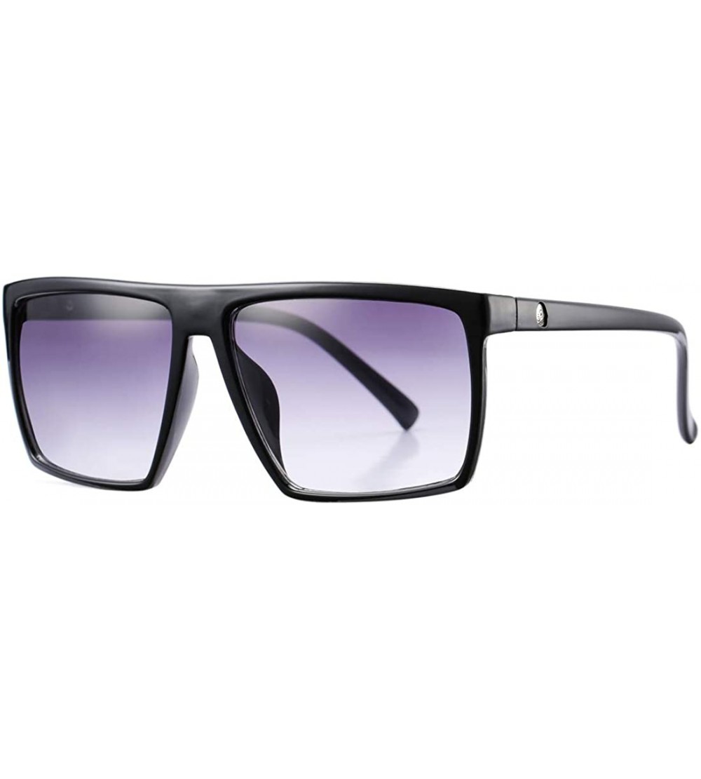 Square Square Sunglasses for Men Women 100% UV Protection Designer Sun Glasses - A2 Black Frame/Gradient Grey Lens - CJ18HDI3...