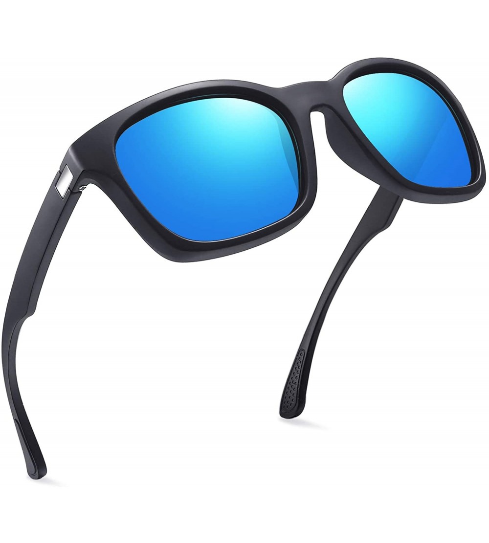 Wayfarer Square Sunglasses Polarized for Men- Retro Men's Driving Sunglasses Oversized E8921 - Ice Blue - CN18GDT6266 $21.61
