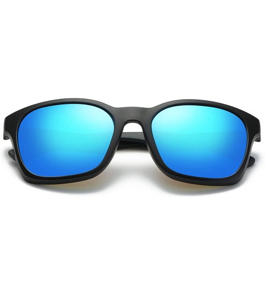 Wayfarer Square Sunglasses Polarized for Men- Retro Men's Driving Sunglasses Oversized E8921 - Ice Blue - CN18GDT6266 $21.61