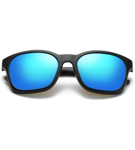 Wayfarer Square Sunglasses Polarized for Men- Retro Men's Driving Sunglasses Oversized E8921 - Ice Blue - CN18GDT6266 $21.61